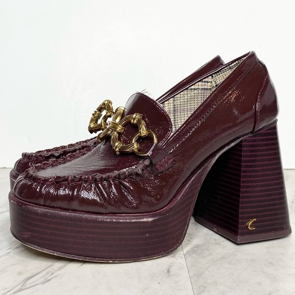 Circus Sam Edelman Susie Dark Burgundy Platform Loafer Pump 6M - Picture 1 of 15